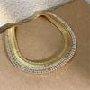 Tooxika Exaggerated Personality Wide Version Of The Strap Chain With Diamonds Necklace Light Luxury Temperament Choker Collarbone Chain Necklace