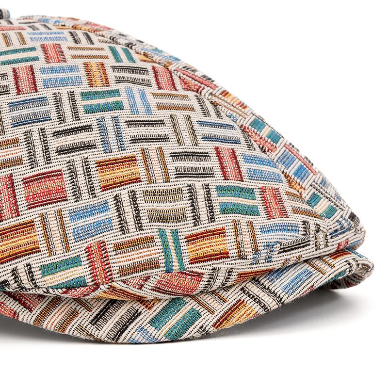 Винтажный берет Женская британская кепка-форвард Кепка газетчика Цветная жаккардовая клетчатая кепка