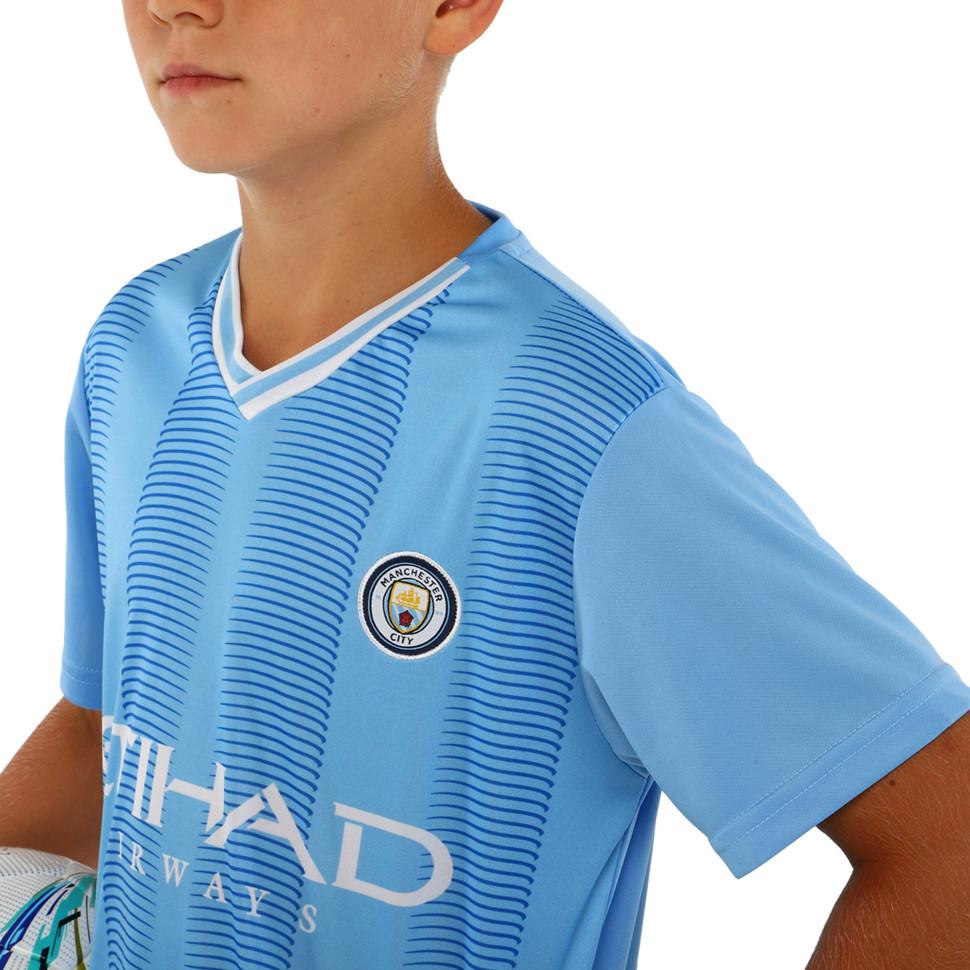 Kid's soccer football uniform jersey and shorts Manchester City CO-7184