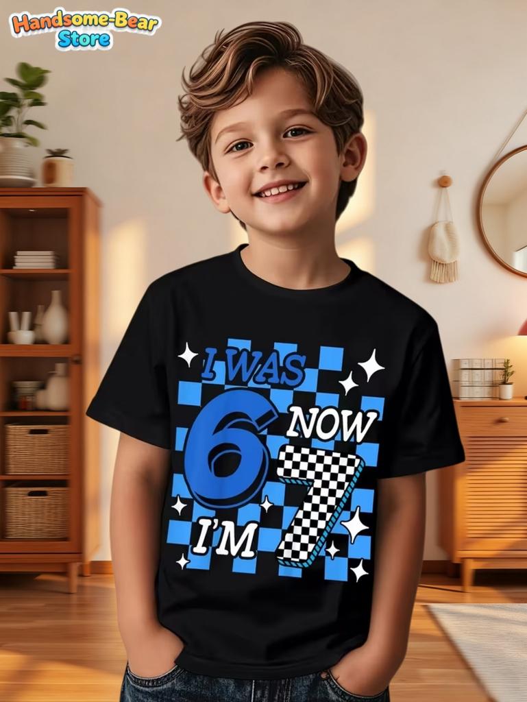 67 Meme T-Shirt for Kids 6-7 Years Old Birthday Party Gifts Summer Short Sleeve Tees Crew Neck Graphic Y2k Children's Clothing