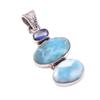 Natural Republic Larimar,Kyanite 925 Solid Sterling Silver Pendant 1.50'' K9f15