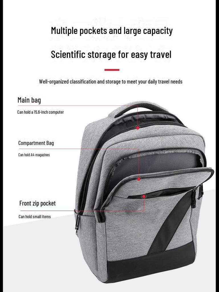 High-End Men's Waterproof Travel Backpack with Laptop Compartment – Large Capacity Business & School Bag