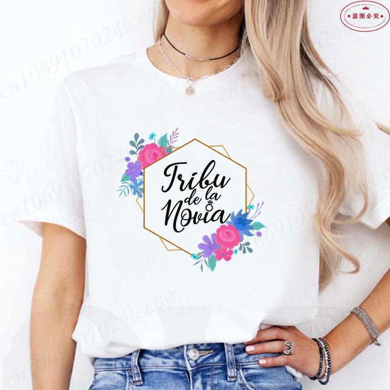 Spanish Girl Bachelorette Party Matching Tshirts Team Bride Wreath Print Short Sleeve O Neck Tees Tops For Single Farewell