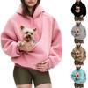 Pet Sling Hoodie Long Sleeve Fleece Kangaroo Pouch Sweatshirt for Cats Dogs Oversized Pullover Pet Carrier Tops for Autumn Winter