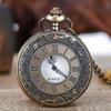 Vintage Bronze Watch Roman Scale Display Design Quartz Pocket Masculino Relogio Pendant Necklace Chain Leisure Men's Gift Clock