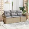 VidaXL 3-Piece Garden Sofa Set with Beige Cushions Poly Rattan 3345220