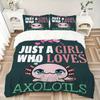 3pcs Enchanting Charm of Axolotls Bedding Set, Including 1 Quilt Cover and 2 Pillow Shams, Without Filling, Soft and Comfortable Home Bedroo