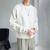 Autumn and Winter Ins Solid Color Crewneck Sweater, Men's Korean Version, Versatile, Loose White Pullover Sweater, Long-sleeved Base Layer