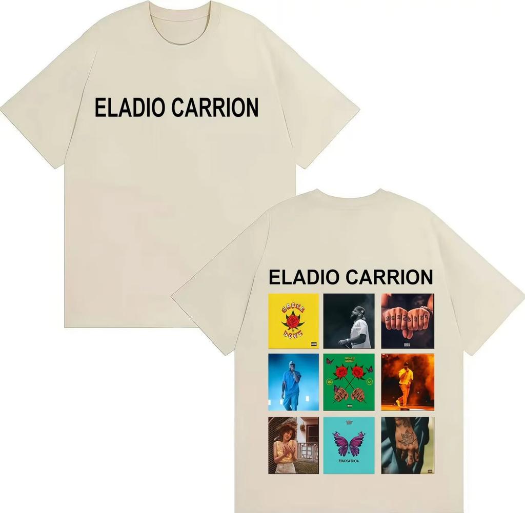 Rapper Eladio Carrion Album Cover Double 2026 Spring summer Print Harajuku Short Sleeve Toip Mens Tshirt Pop Tee Hot Sale