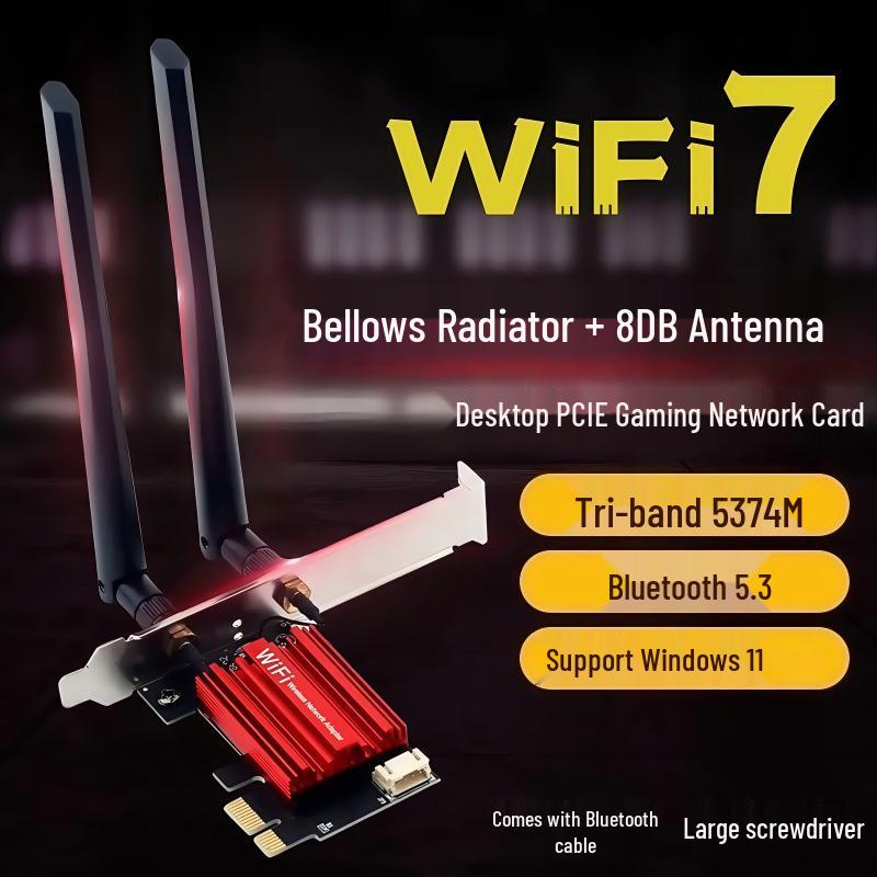 WiFi7 Tri-Band PCIe Network Card with Bluetooth 5.4 - MT7927/MT7925 6GHz Gigabit