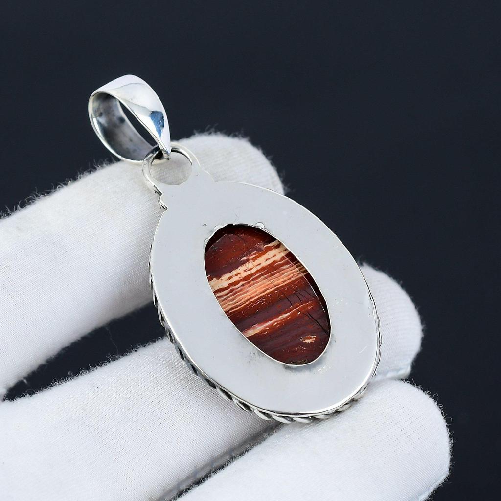 Подвеска из змеиной яшмы, драгоценный камень, ручная работа, серебро 925 пробы, натуральная змеиная яшма, праздничный подарок для нее, ювелирные изделия для особых случаев