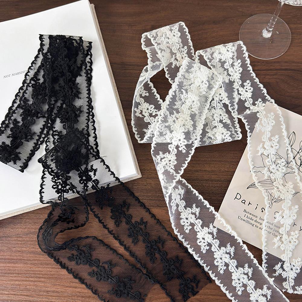 Элегантный кружевной шарф Y2k Белое кружевное ожерелье с цветком Романтические подарки на день рождения Девочкам Французская кружевная резинка для волос Многофункциональный шейный платок