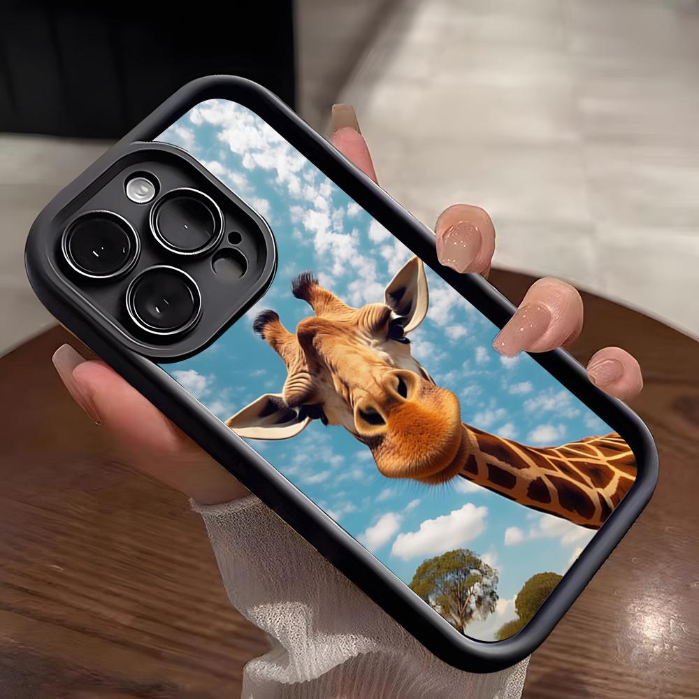 Милый Чехол для Телефона с Жирафом Для IPhone 17 Pro Max 15 Pro 16 14 Plus 12 13 Mini 11 Pro Ударопрочный Мягкий Чехол