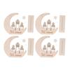 4 Sets Eid Mubarak Wooden Plaque Ornament Exquisite Detail Ramadan Decoration Pendant for Home Decorations DIY Crafts