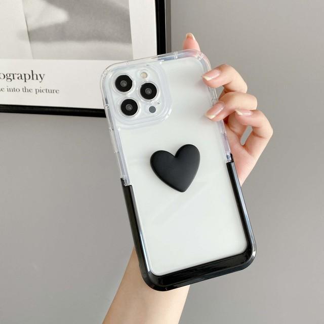 6 цветов Ins Love 3d Heart Cute Stand Holder Чехол для телефона с мультяшной парой для Iphone 13 Pro Max 11 12 Promax Противоударная задняя крышка