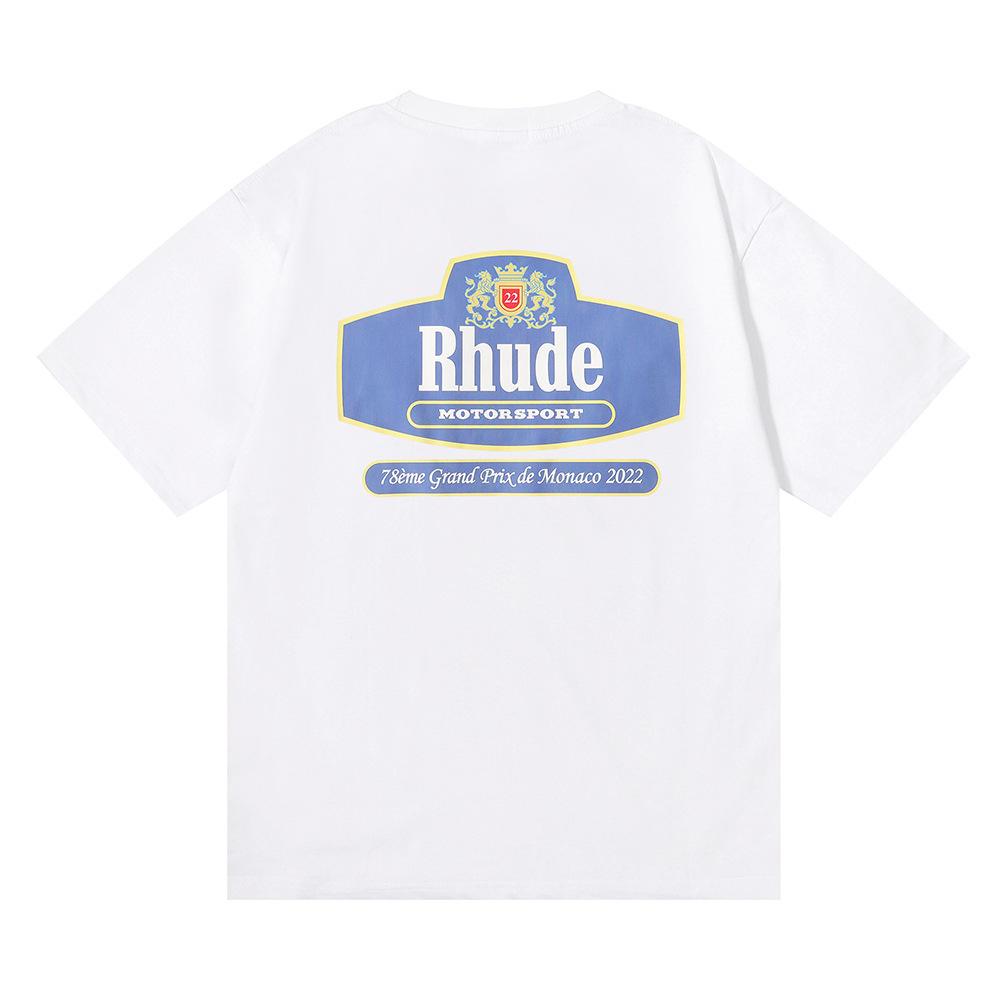 Трансграничный европейский и американский модный бренд RHUDE футболка с коротким рукавом с принтом значка с буквой и микрологотипом для мужчин и женщин пар American high s