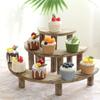 Practical-3-Layer Wooden Cupcake Rack Layered Cupcake Display Rack Semi-Circular Dessert Cake Rack