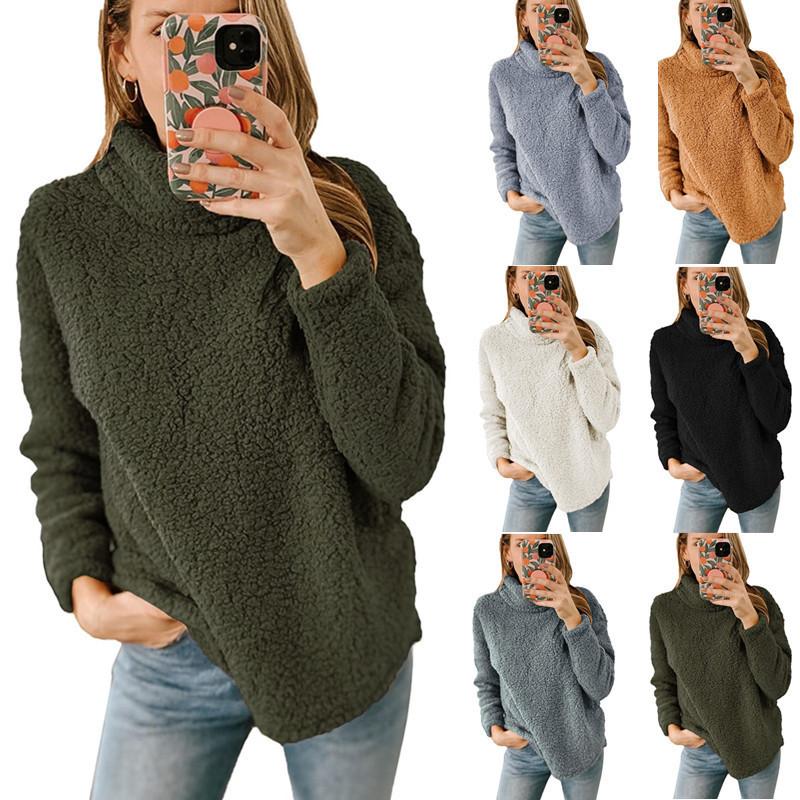 2025 autumn and winter European and American women's clothing cross-border new wool turtleneck solid color sweater plush top women