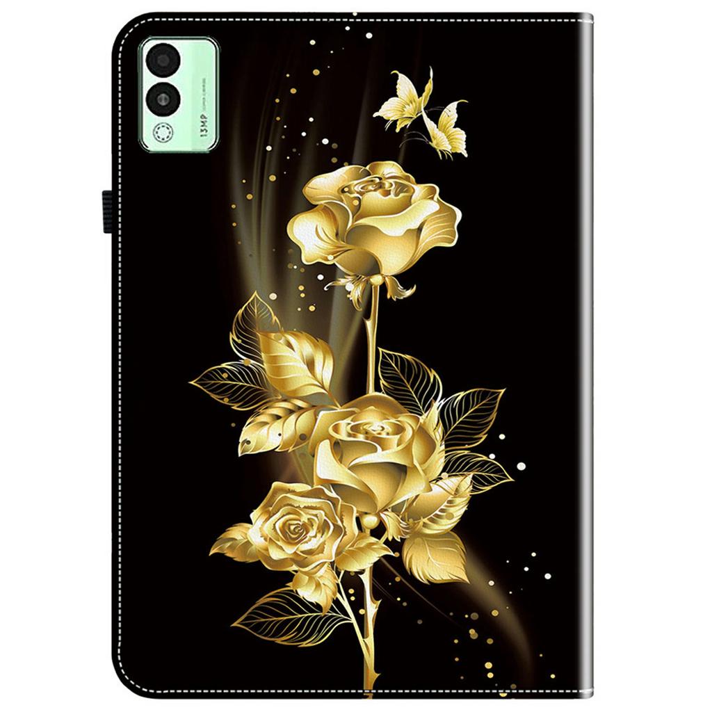 Для TECNO Megapad 11 Кожаный чехол с принтом, подставка, чехол для планшета с отделениями для карт