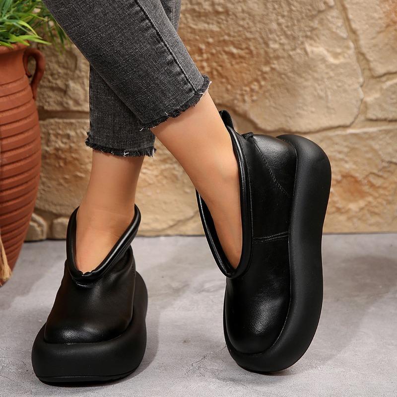 Модные ретро кожаные ботильоны женские новый этнический стиль большой круглый носок платформа повседневные удобные нескользящие туфли на платформе