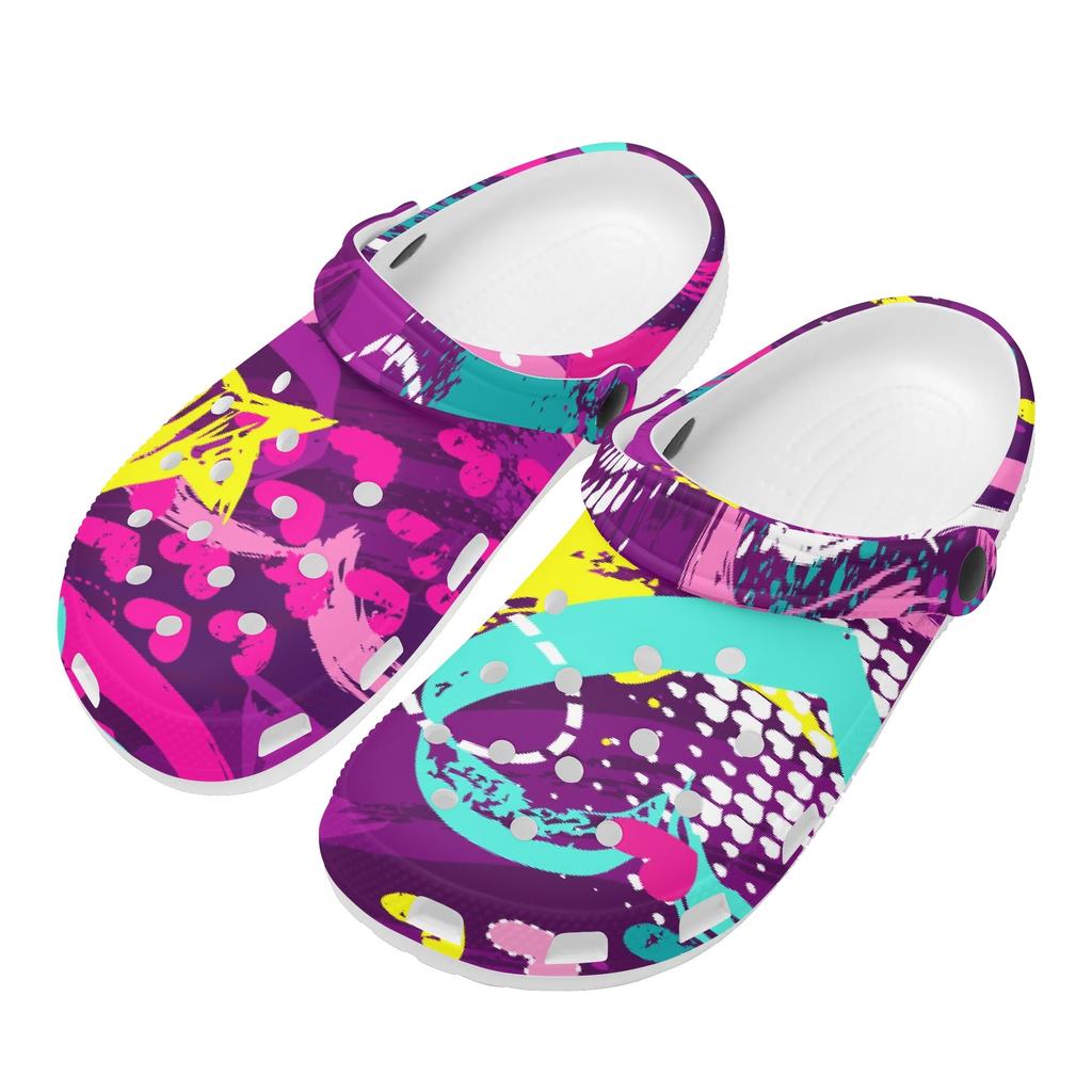 Printed Summer EVA Clogs Women Men Lightweight Breathable Slip On Garden Shoes Beach Bathroom Pool Home Slippers Casual Wear