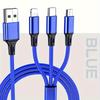 1.2M Кабель USB 3-в-1, Нейлоновая оплетка, Подходит для iPhone, Type-C, Android