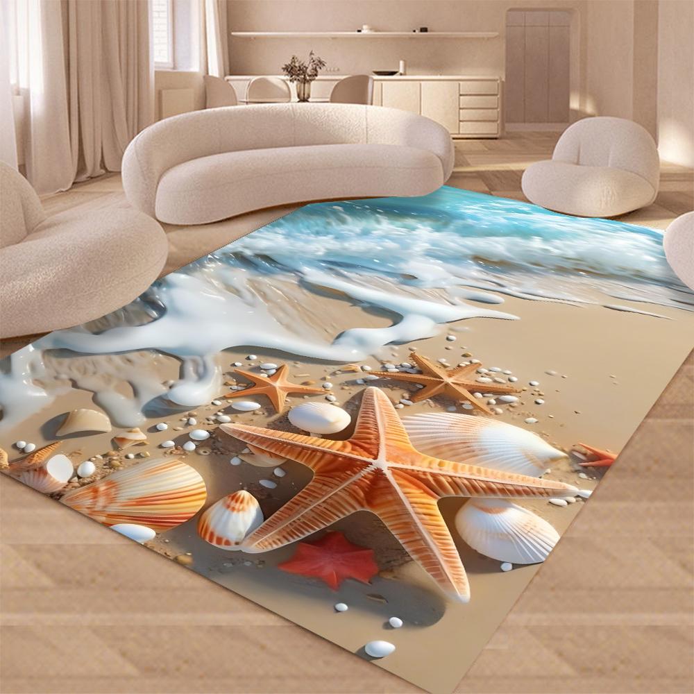Новая Морская звезда Пляжная ракушка Морская звезда Песок Ковер Коврик для Гостиной Спальни Дома Украшение Дивана, Детский Игровой Нескользящий Напольный Коврик