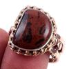 Natural Mahogany Obsidian Gemstone 925 Sterling Silver Two Tone Ring S.9.5 V9c70