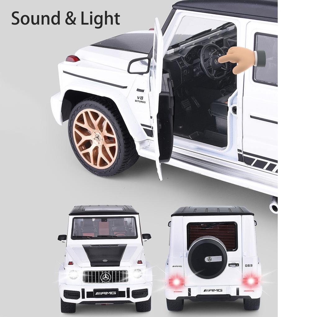 Масштаб 1/18 Benz G63 Wings of Dark Night ORV, литая под давлением модель автомобиля, игрушечный автомобиль с откатным механизмом, звуком и светом для детей, коллекция для мальчиков и девочек