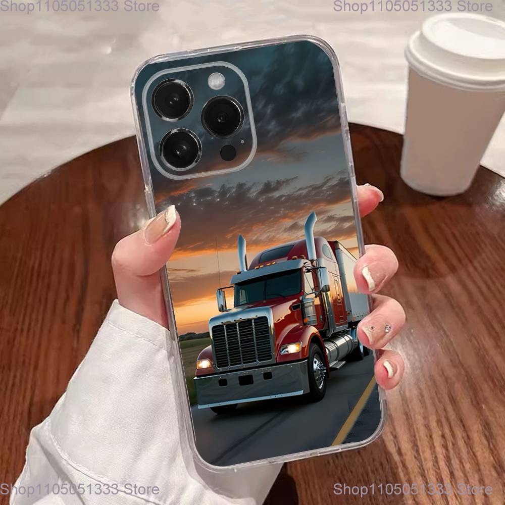 Крутой чехол для телефона с изображением тяжелого грузовика для iPhone 17,16,15,14,13,12,11 Plus,Pro,Max,XR,XS,Plus,E,SE4,Mini Прозрачная крышка