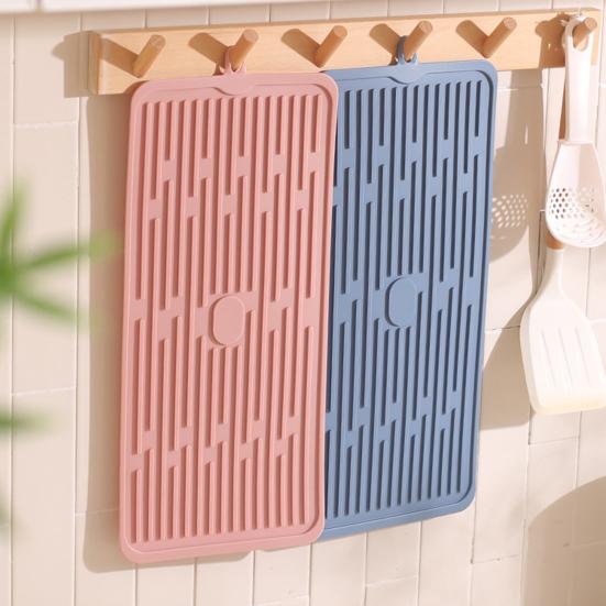 Drain Pad Easy To Clean Hanging Hole Anti-scalding Silicone Tableware Drying Mat Faucet Drip Protection Pad Kitchen Gadget