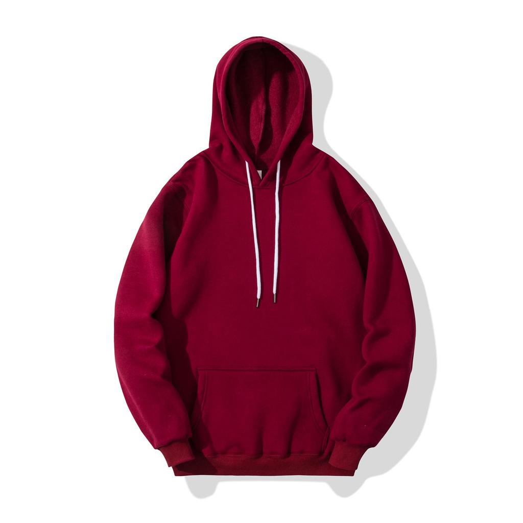 Men's Solid Color Fleece Hoodie with 3D Patch Pocket - Autumn/Winter Collection