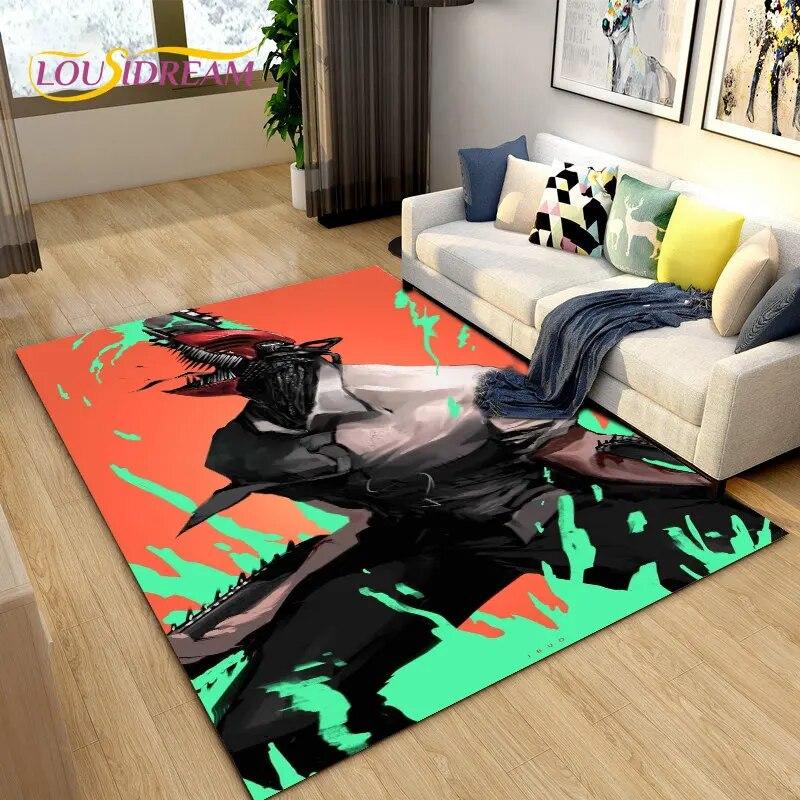 3D Chainsaw Man Anime Denji Cartoon Area Rug, ковер для гостиной, спальни, дивана, коврика, украшения, детский нескользящий напольный коврик