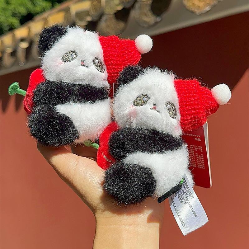 Cartoon Plush Panda Toy Animal Keychain Backpack Pendant Childrens Gift Holiday