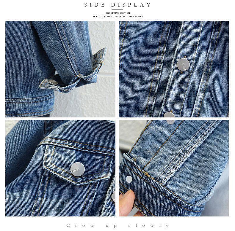 Джинсовая куртка K-pop Witch Girls Весна/Осень 2026 - Модный дизайн с лацканами для детей среднего и старшего возраста