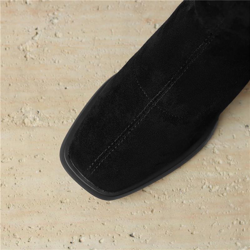 Женские сапоги на высоком каблуке осень и зима новые сапоги на толстом каблуке большого размера эластичные до колена