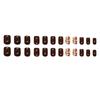 Retro brown fine flash leaves versatile and white ins wind removable manicure nail pieces 24 pieces