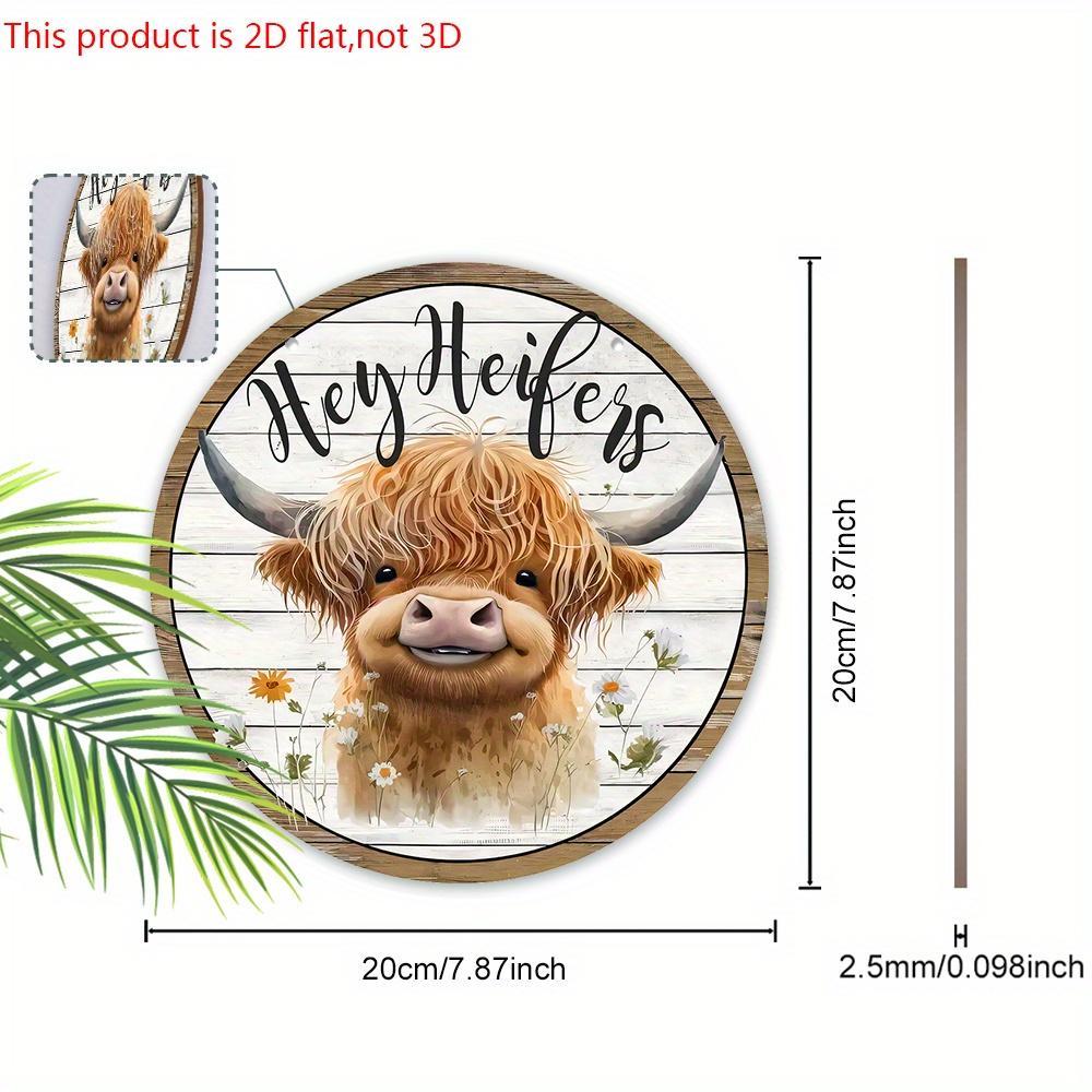 Wooden Welcome Sign with Highland Cattle Design - Rustic Decorative Plaque for Farmhouse, Front Door, Porch, Holiday Decorations