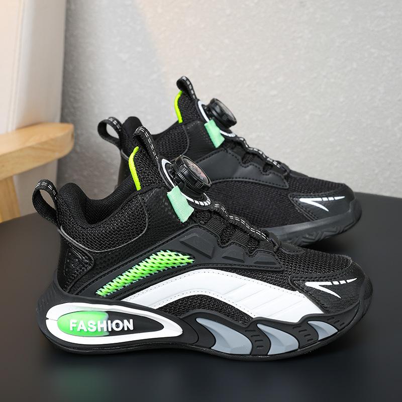 Детская спортивная обувь весна/осень Кроссовки для девочек Модная спортивная обувь для мальчиков Спортивная обувь для девочек с вращающимися пуговицами и толстой подошвой