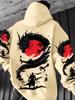 Japanese samurai dragon print hooded sweater for men and women of the same style Guochao navy blue loose street style top