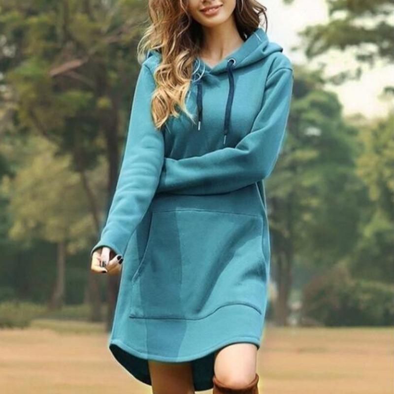 YYFS Женская мода осень-зима однотонные повседневные платья с длинным рукавом и принтом