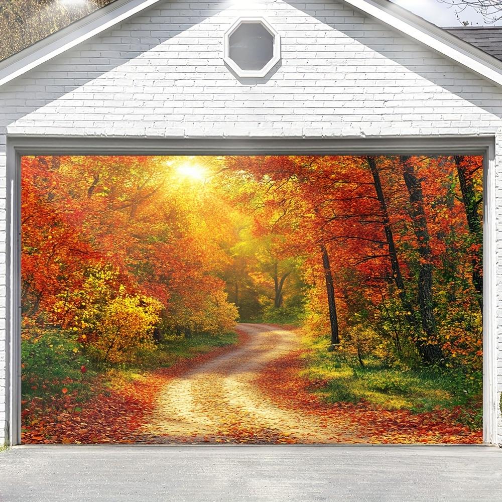 One autumn photography background, showcasing the beauty of a deciduous forest path, party decoration