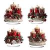 Christmas Tabletop Sign 2D Acrylic Desktop Sign with Candles Pine Cones Red Berries Pattern for Holiday Tiered Tray Home Party Decor