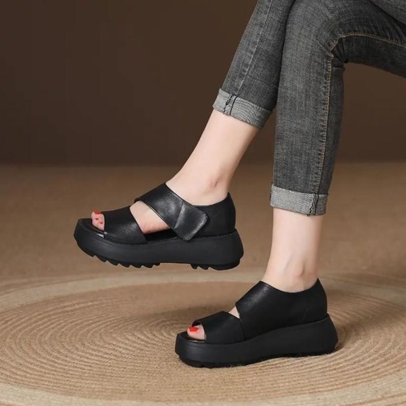 Новые стильные повседневные сандалии больших размеров на толстой подошве летние сандалии больших размеров женские ретро-уличные модные сандалии