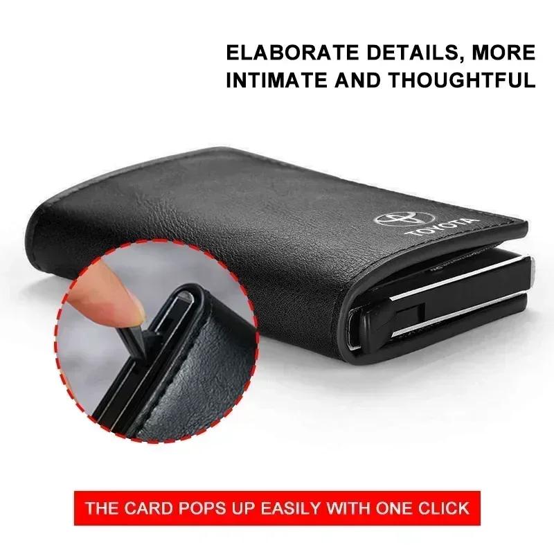 1 шт. Кошелек-портмоне из активной кожи с логотипом автомобиля, всплывающий, для хранения кредитных карт, для Toyota Yaris Hilux Corolla Prius Avensis Emblem Auris Rav4