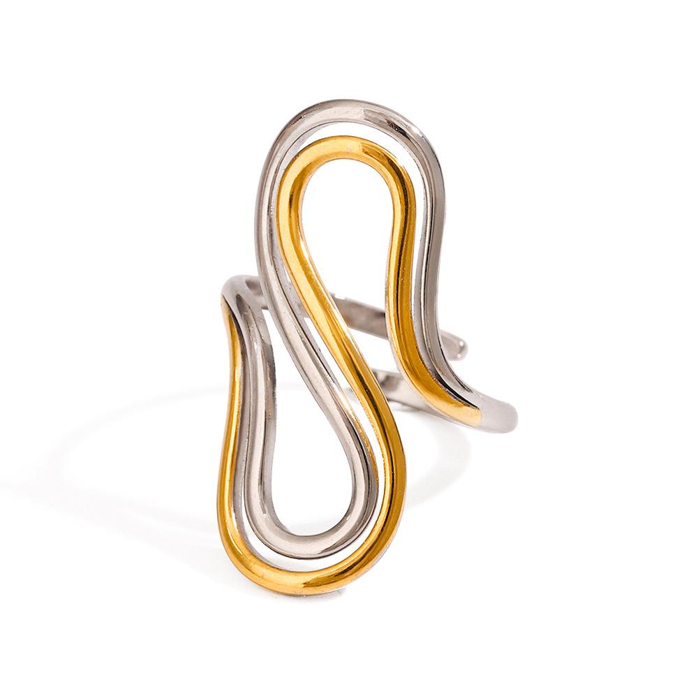 Stainless Steel High Quality Minimalist Daily Smooth Fashion Open Adjustable Ring 18K PVD Plated Classic Jewelry Gift