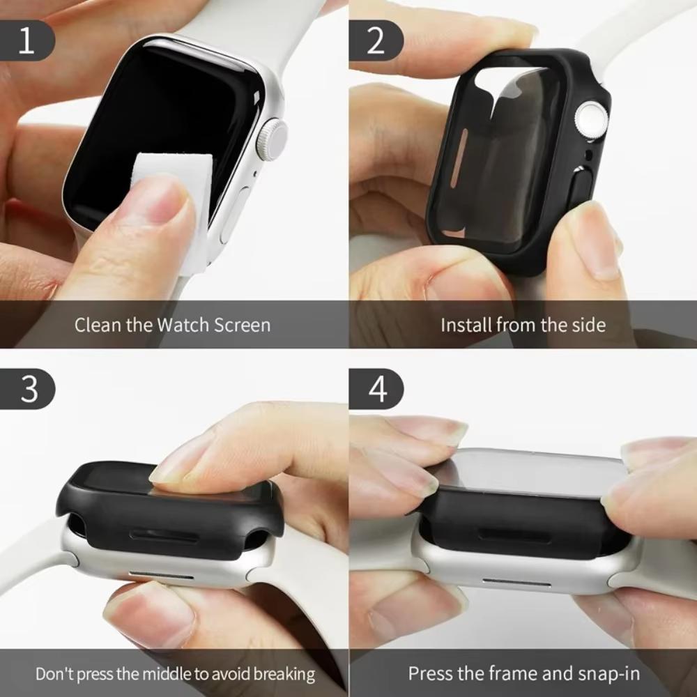 PC Case+Tempered Screen Protector For Apple Watch Ultra 3-1 11 10 46/42mm Integrated Hard Shell iWatch 9 8 7 6 5 4 SE 45mm 44mm