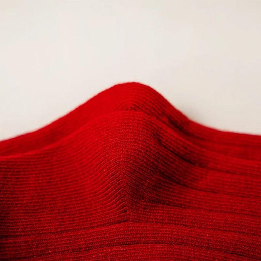 Red Kids Red Socks Cotton Bow Middle Tube Socks Soft Baby Knee High Long Sock Christmas Gifts