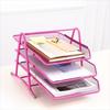 Металлическая настольная лоток для данных из сетки Органайзер для документов на стол Многоразовый трехъярусный стеллаж для файлов Литература