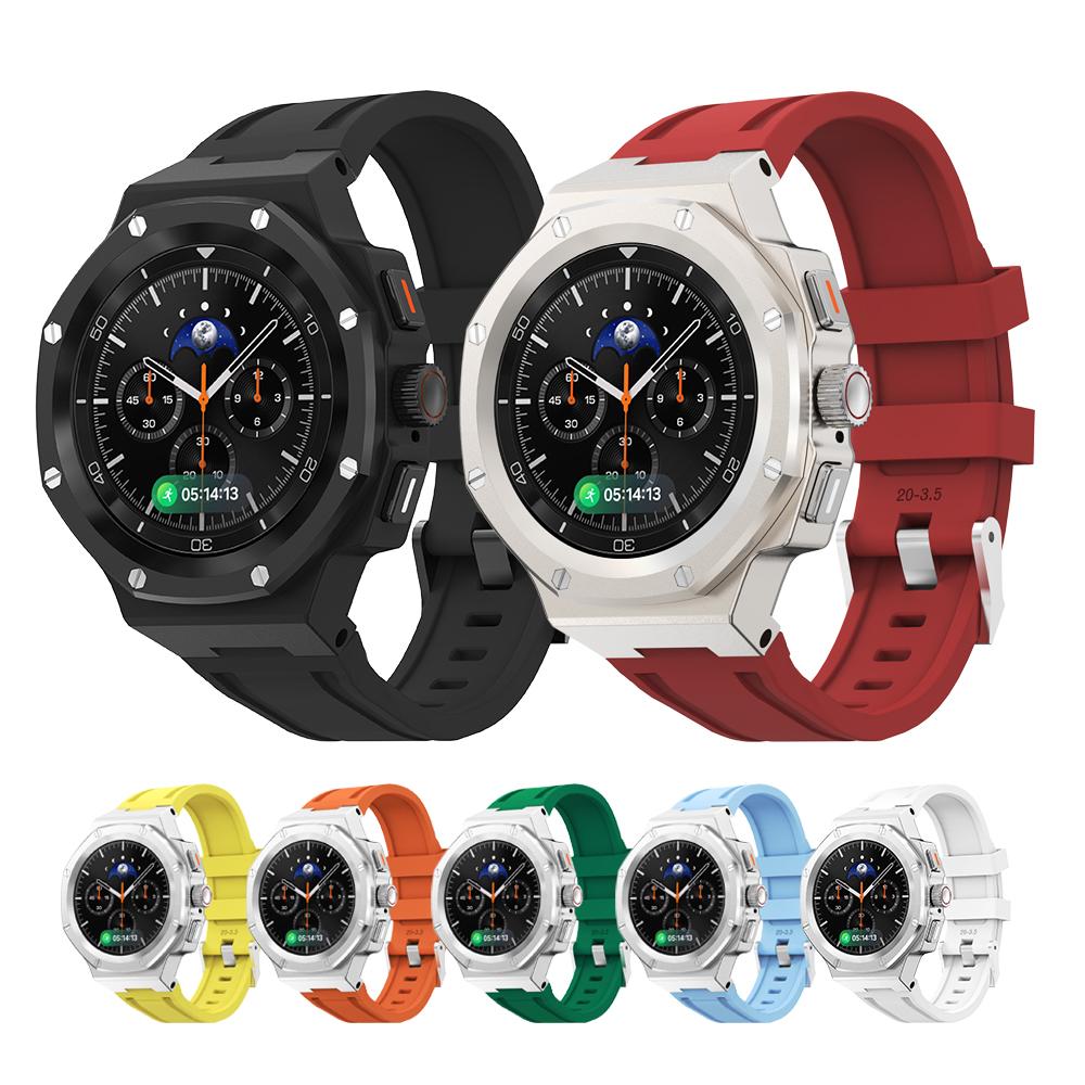 Металлический корпус Резиновый ремешок Для Samsung Watch 8 40 мм 44 мм 8Classic 46 мм Роскошный комплект для модификации Для Watch 8 Комплект для переделки Аксессуары